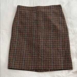 JCrew Brown Houndstooth Pencil Skirt